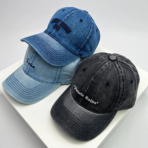Retro Men Women Baseball Hats Cotton Embroidery Washing