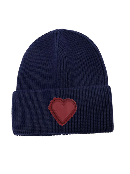 Winter Cotton Knitted Beanies Leather Heart Outdoor Hat Children Hats
