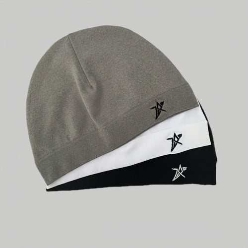 Star Embroidered Skull Cap Thin Beanie Soft Breathable Stretch Hat