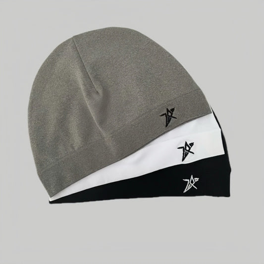 Star Embroidered Skull Cap Thin Beanie Soft Breathable Stretch Hat