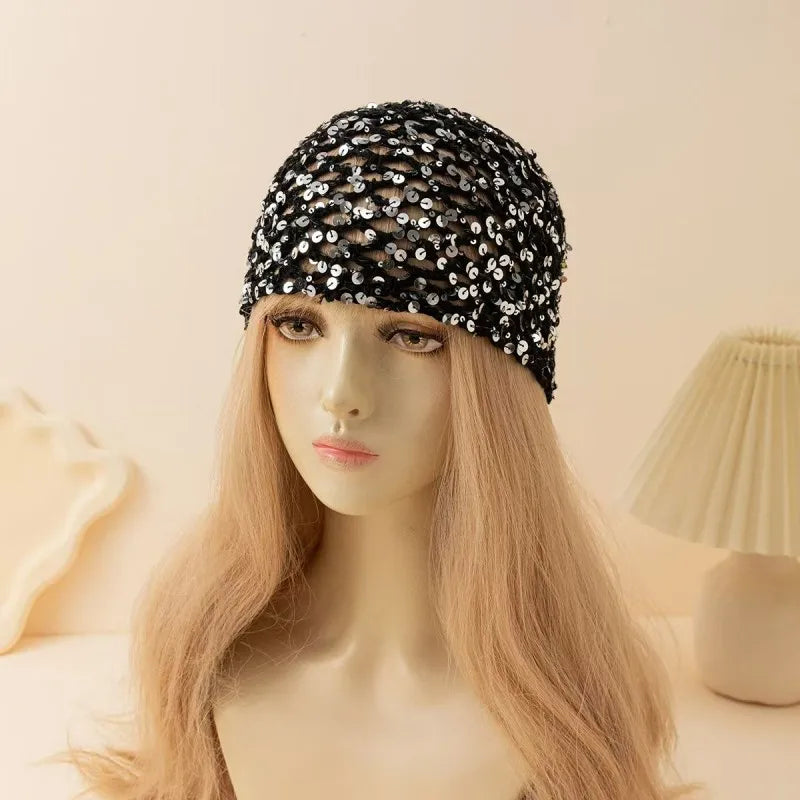 New Adult Hair Cap With Hollow Design Solid Color Knitted Mesh Cap