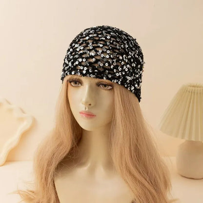 New Adult Hair Cap With Hollow Design Solid Color Knitted Mesh Cap