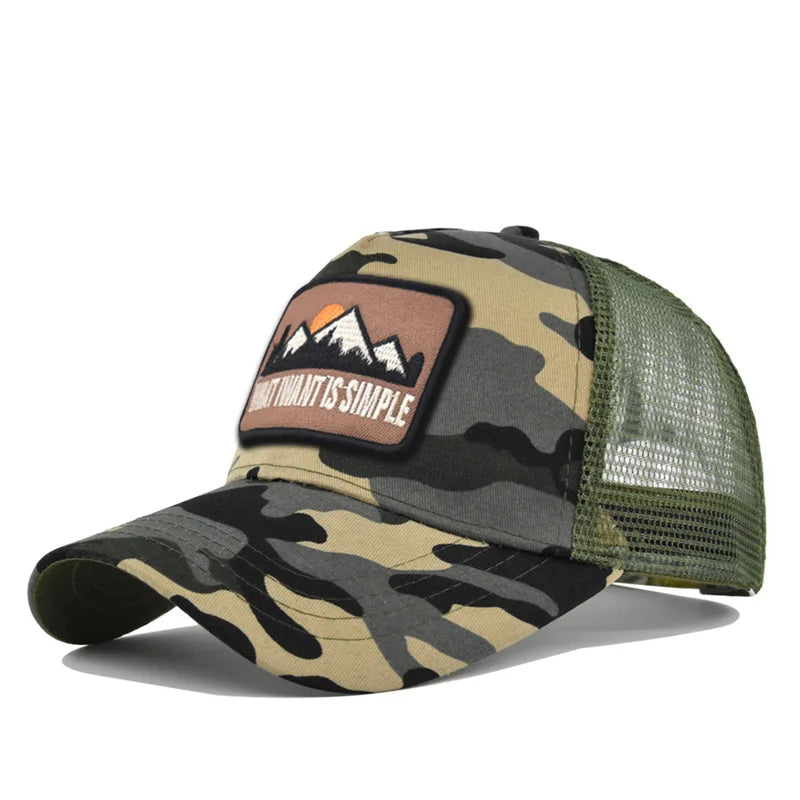 Brand Letter Mesh Breathable Hat Women Men Embroidery Baseball Cap