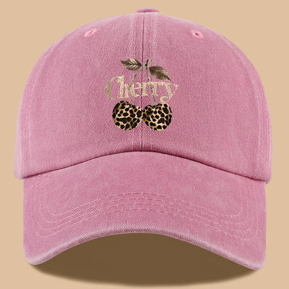 Leopard Print Baseball Cap Cherry Letters Unisex Daily Sun Hat