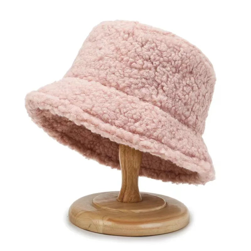 Lambswool Unisex Bucket Hats For Women Men Winter