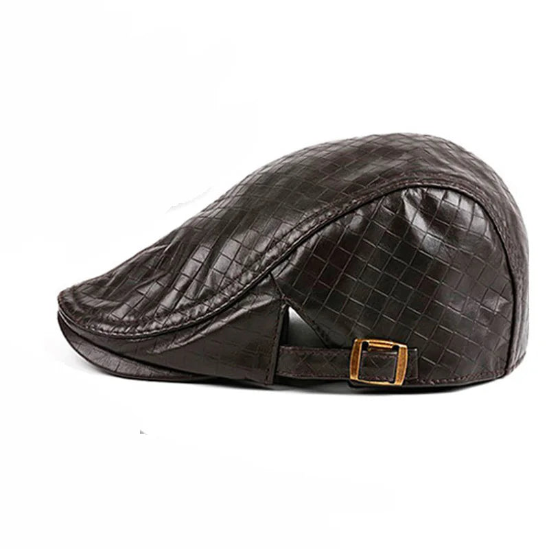 New 2025 Men Genuine Leather Sheepskin Duckbill Boina Thin Berets