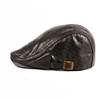 New 2025 Men Genuine Leather Sheepskin Duckbill Boina Thin Berets
