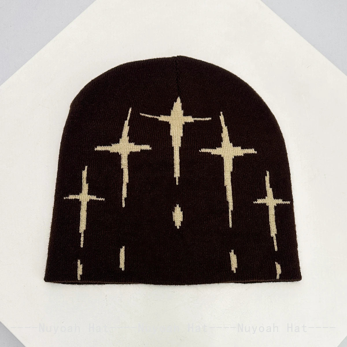 New Men Women Color Block Jacquard Cross Star Knitted Hats