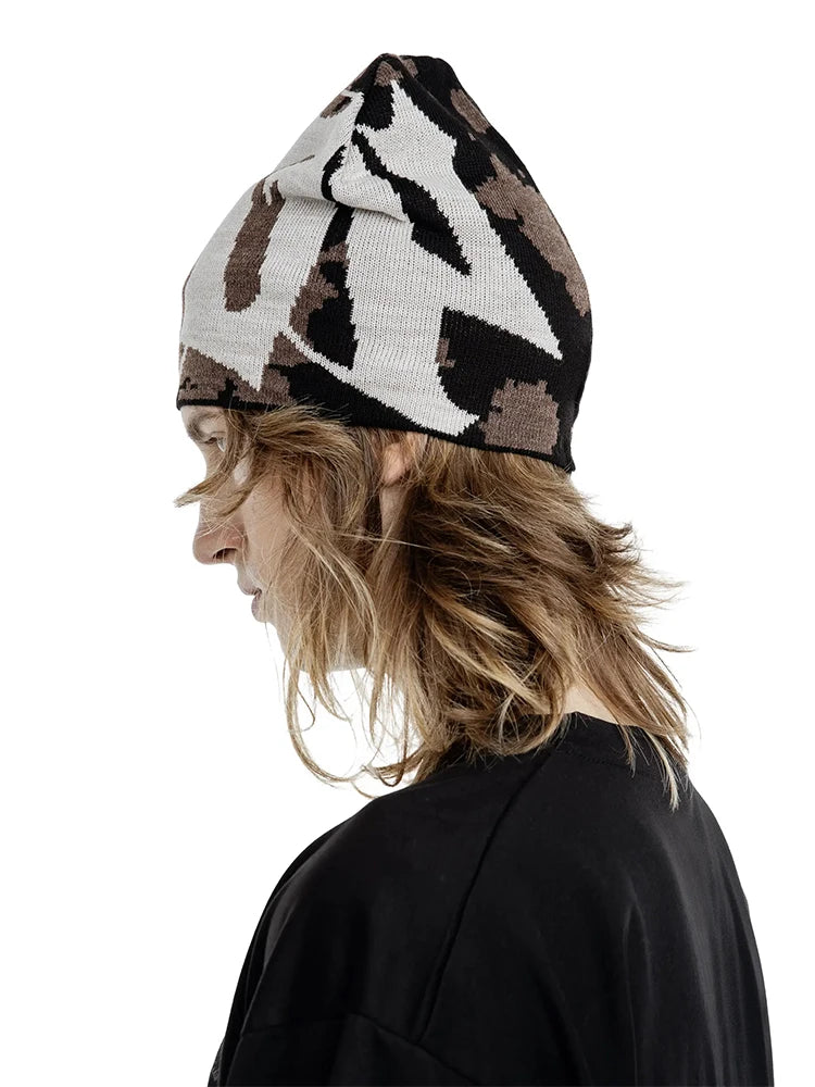 Women Beanie Pussycat Luv Jacquard Korean Winter Warm Knit Vintage Y2k Hats
