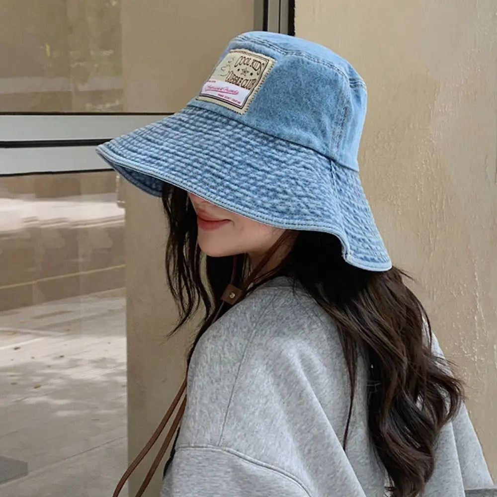 Women Denim Bucket Hat Spring Autumn Korean
