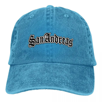 Classic San Andreas Logo Baseball Cap Unisex Style Distressed Denim Sun Cap Outdoor