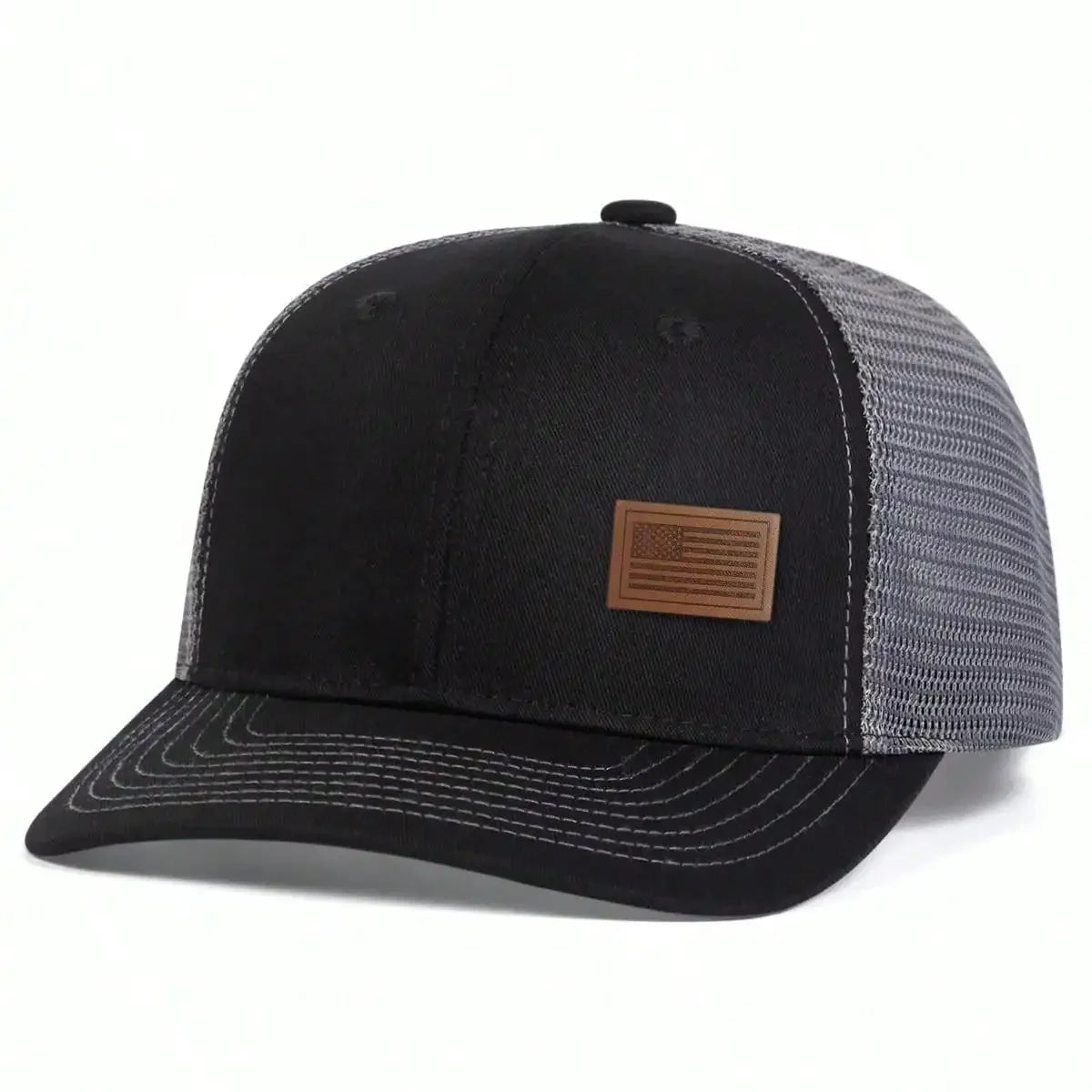 Unisex American Flag Leather Label Baseball Net Caps Spring Summer