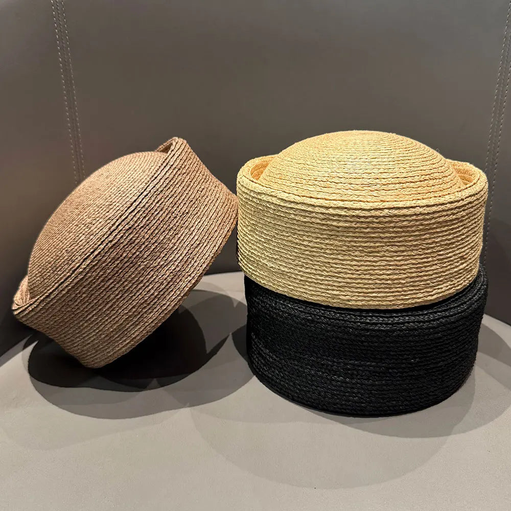 Classic 100% Natural  Raffia Berets Fashion Pillbox Hat