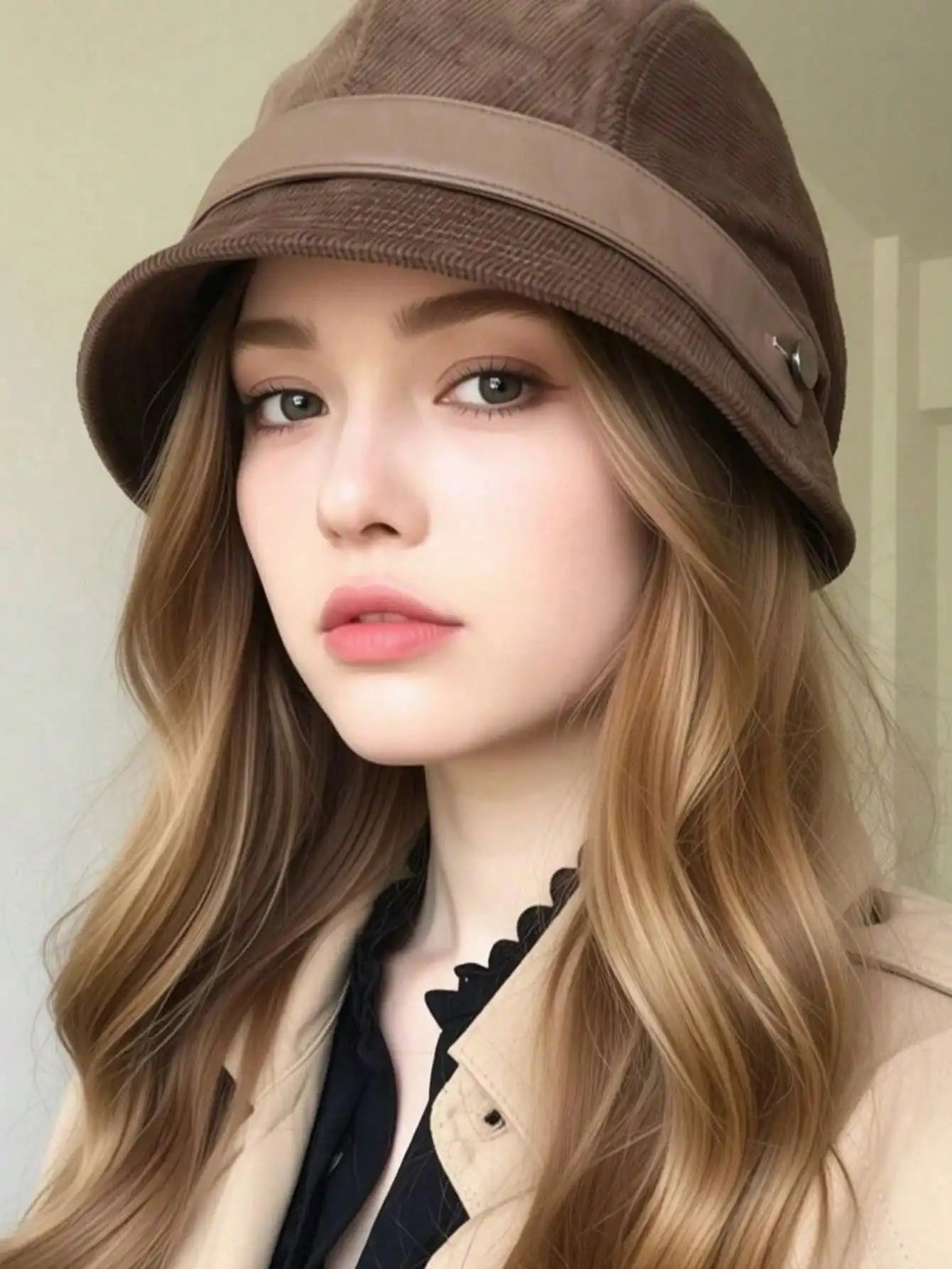 Women's Corduroy Bucket Hat, Korean Style Versatile Cap