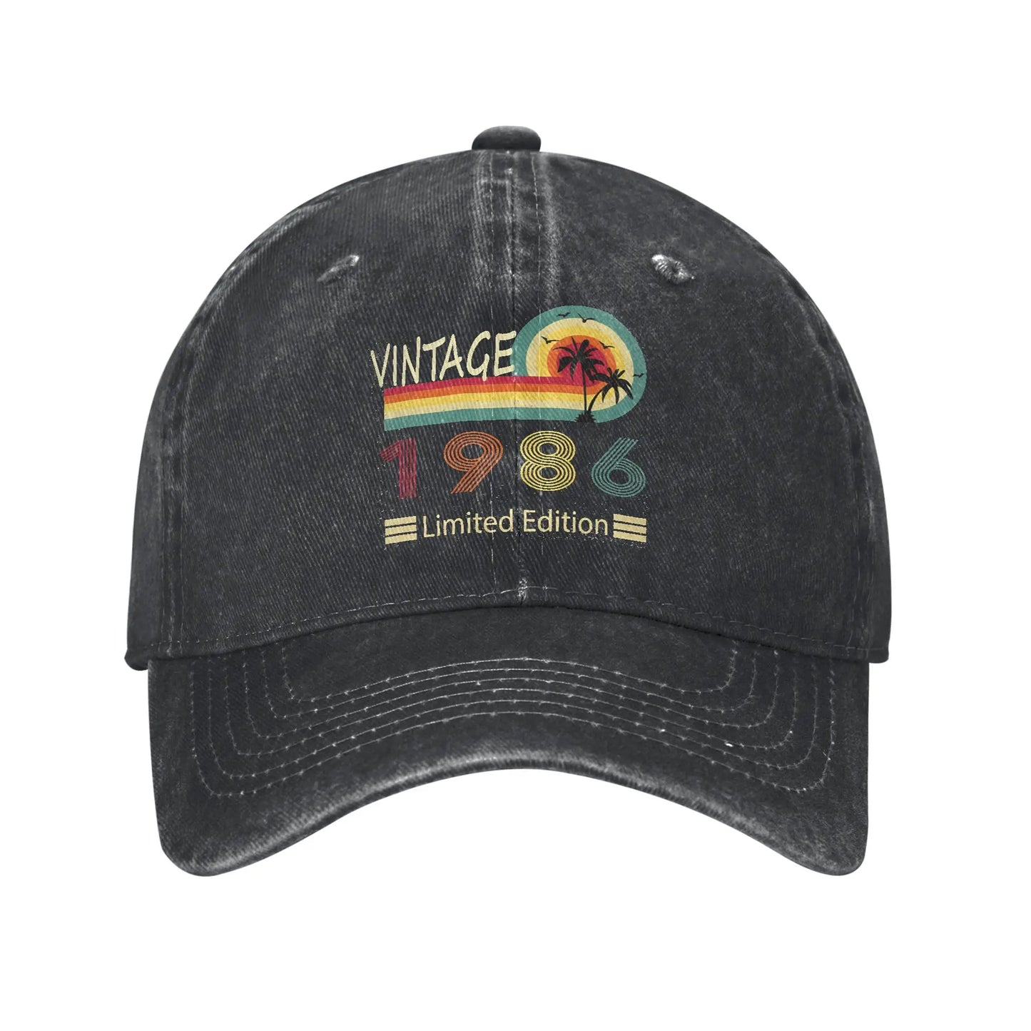 Unisex Vintage 1986 Birthday Year 40 years old  Printed Hats Vintage Distressed Denim  Baseball Cap