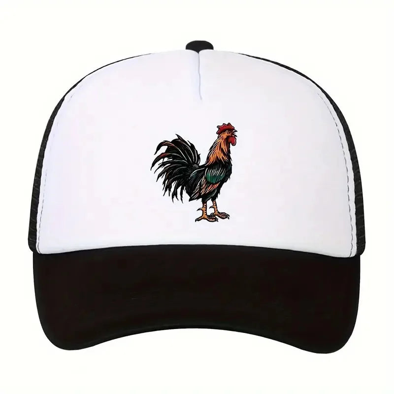 Vibrant Rooster Design Mesh Baseball Cap