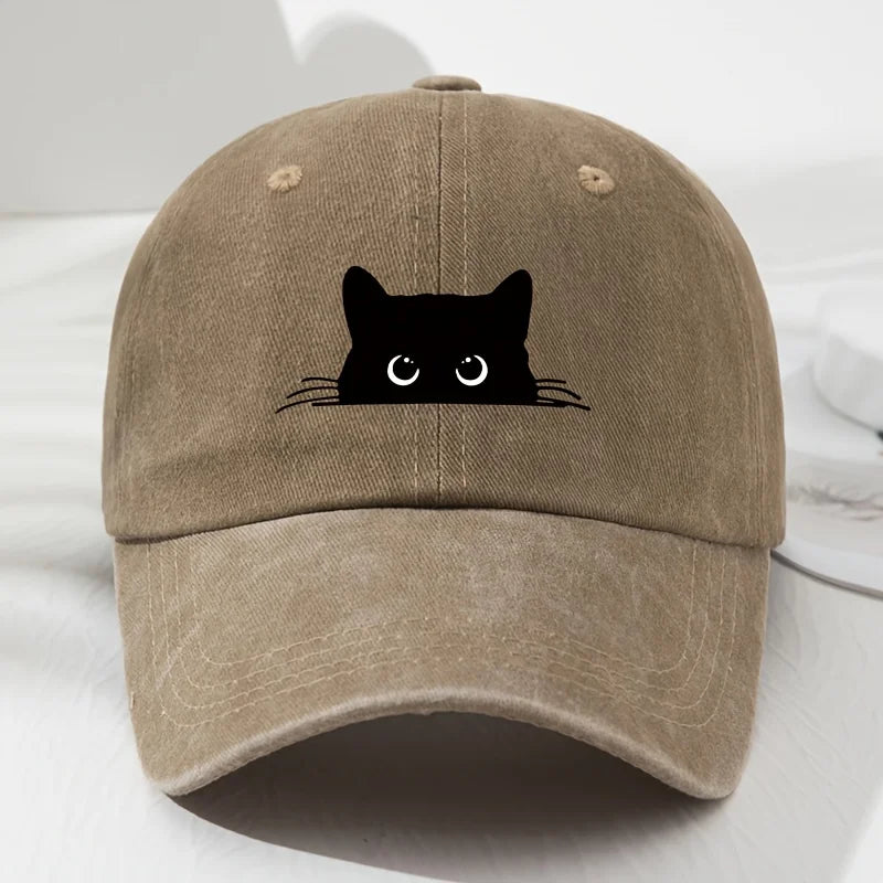 Black Cat Printed Baseball Cap Retro Men's and Women's