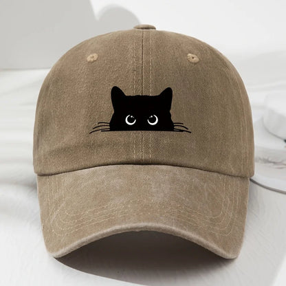 Black Cat Printed Baseball Cap Retro Men's and Women's