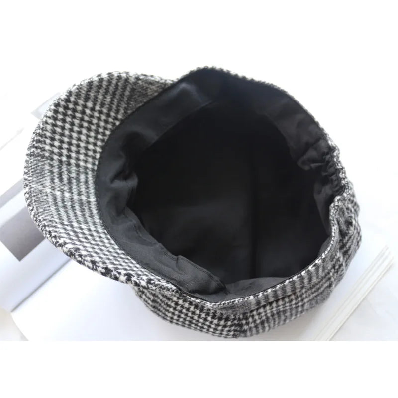 Panama Caps Women's Houndstooth Octagonal Beret