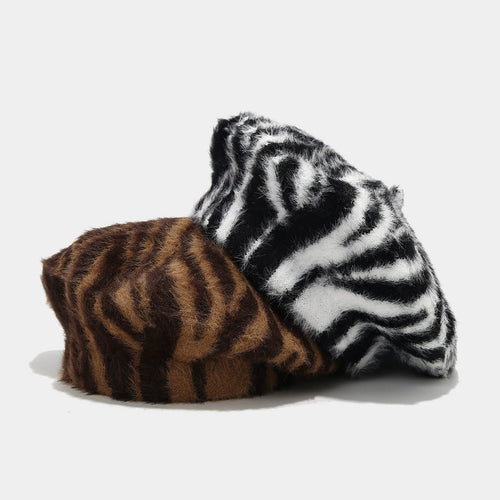 Women's Beret Autumn/Winter Zebra Striped Painter Hat