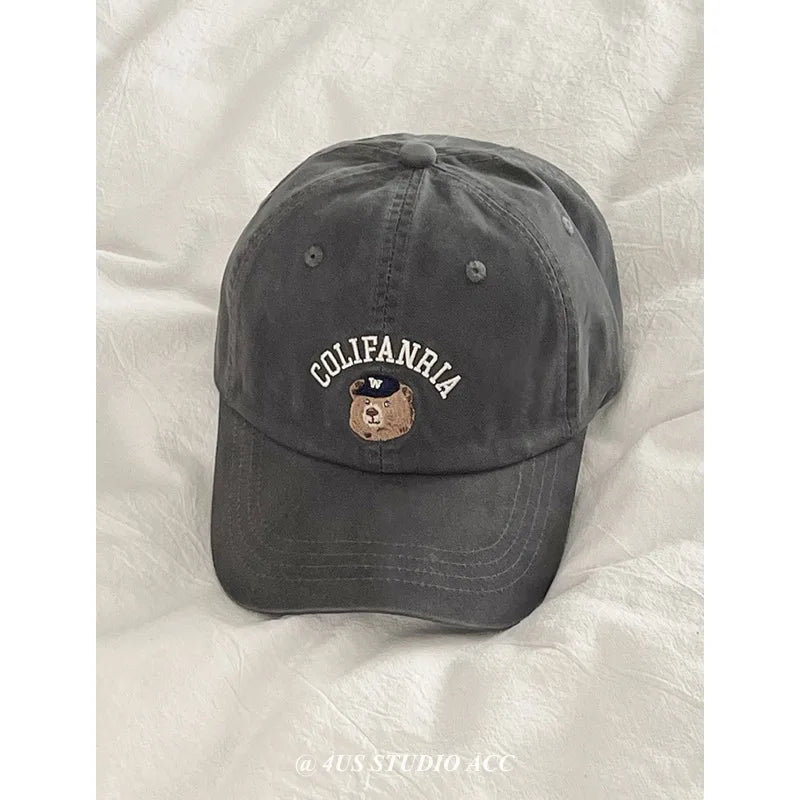 Casual Embroidered Bear Baseball Hat