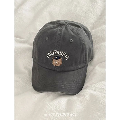 Casual Embroidered Bear Baseball Hat
