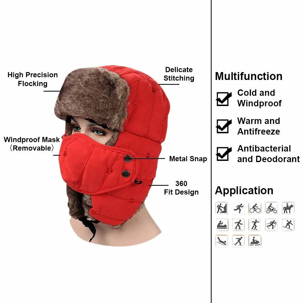Winter Warm Hat Cold Weather Ushanka Russian Outdoor Ski Hunting Hat