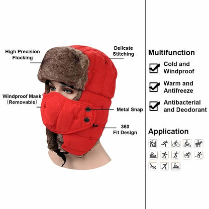 Winter Warm Hat Cold Weather Ushanka Russian Outdoor Ski Hunting Hat