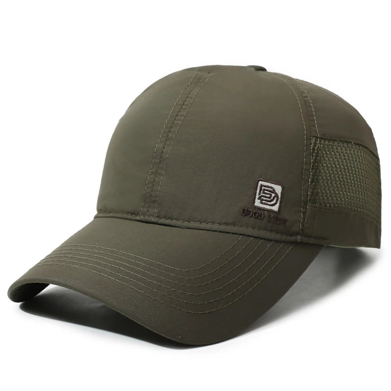 Men Quick Dry Baseball Cap Breathable Mesh Sun Hat Lightweight Adjustable