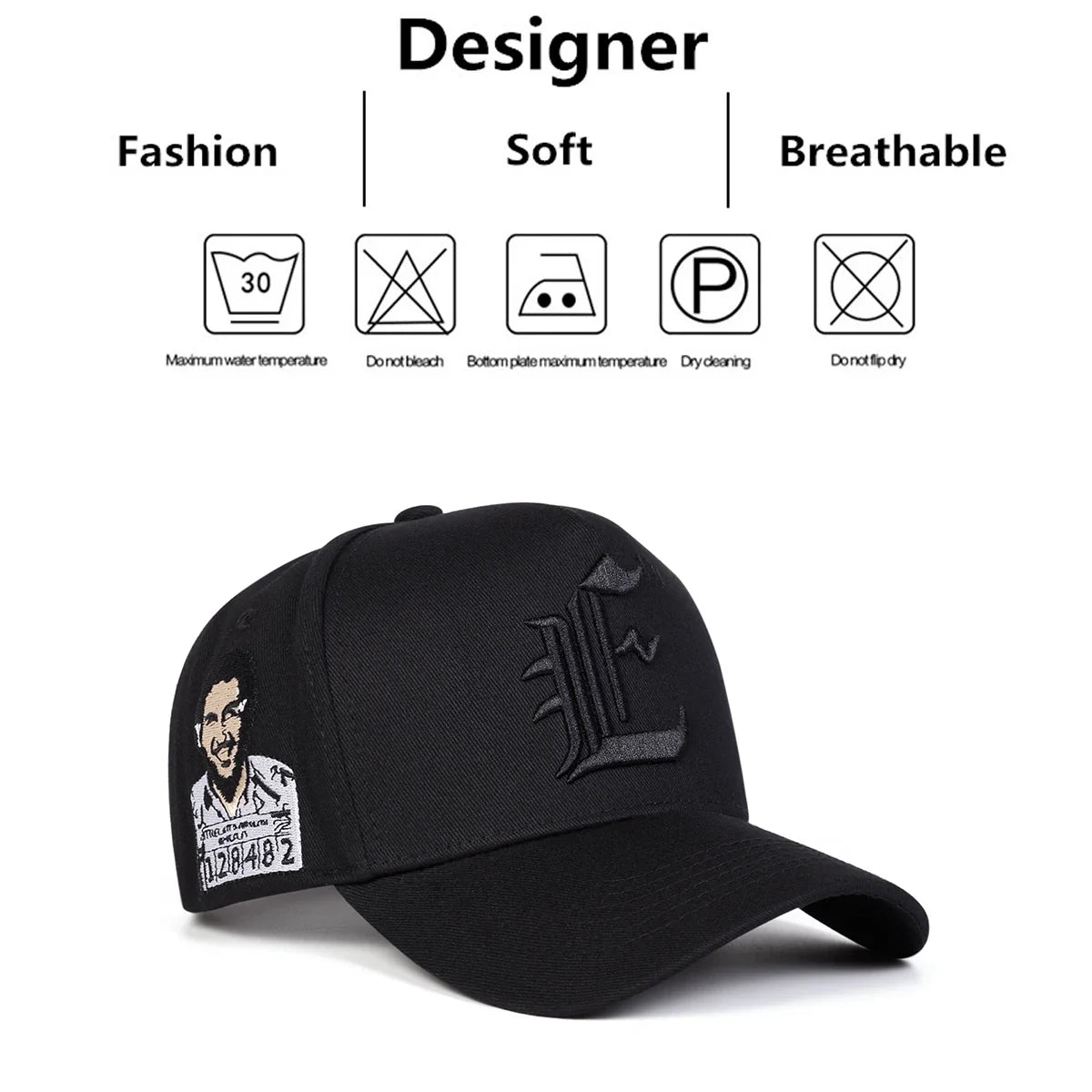 Unisex E Embroidery Baseball Caps Spring Autumn Outdoor
