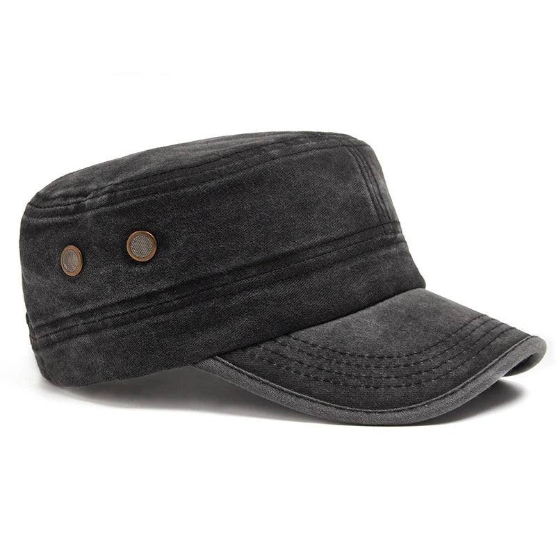 Men Flat Army Hat Washed Cotton Vintage Visor Baseball Cap Hunting Militarily Caps Casual Outdoor