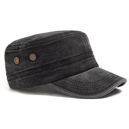 Men Flat Army Hat Washed Cotton Vintage Visor Baseball Cap Hunting Militarily Caps Casual Outdoor