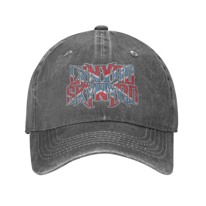 Lynyrded Rock Biker Skynyrded Logo Baseball Caps Distressed Denim Flag US