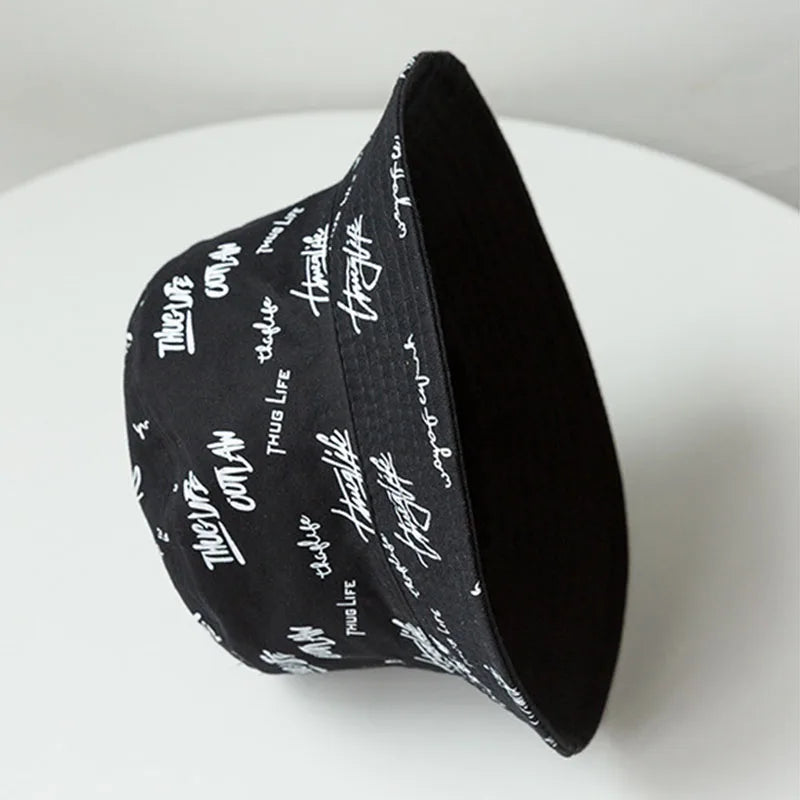 Fashion Graffiti Letters Print Cotton Bucket Hat For Men Women