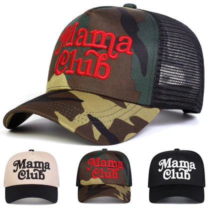 Unisex Mama Club Letter Embroidery Baseball Net Caps Spring and Summer