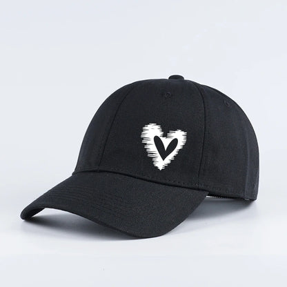 Stylish, Minimalist Baseball Cap with Heart Print