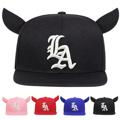 Unisex Personality Letter Embroidery Ox Horn Hip-hop Hats Spring Autumn
