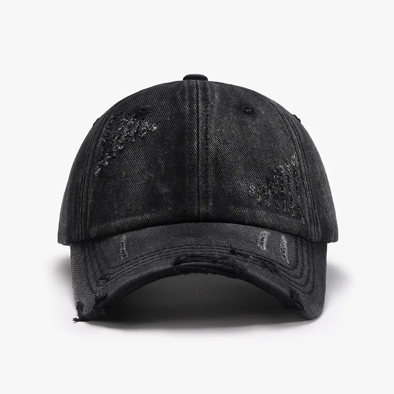 Washed Distressed Spring/Summer Soft-Top Coated Plain Baseball Cap
