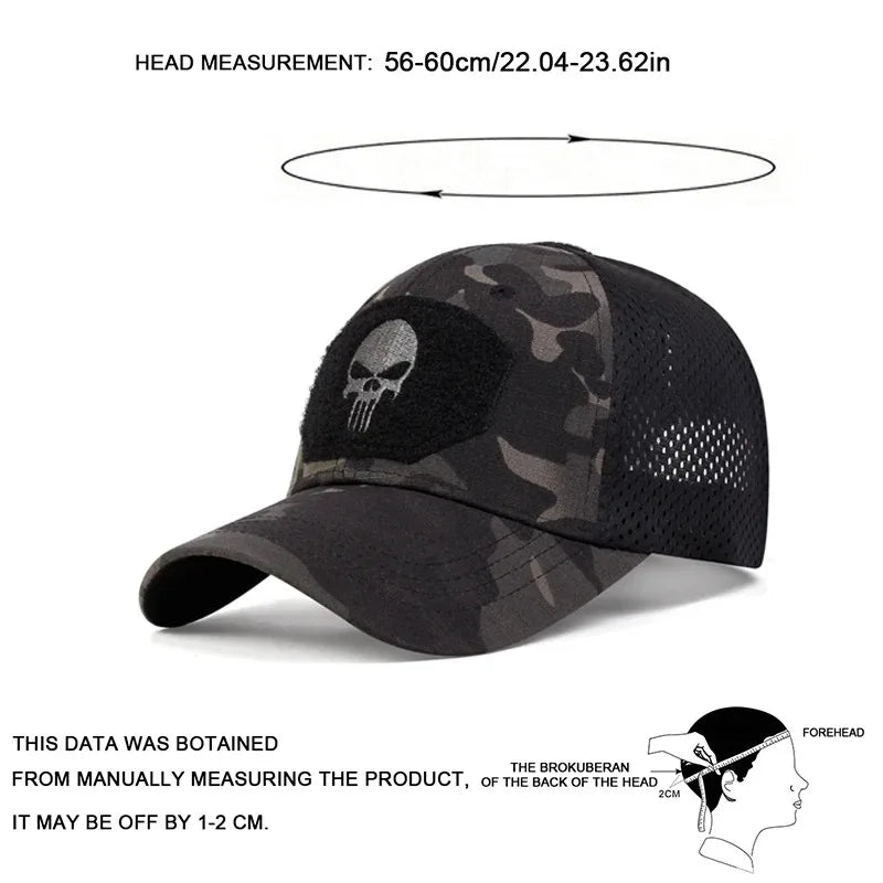 NEW Skull Embroidered Top With Patch Breathable Baseball Caps Adjustable Casual Hat Sunscreen Hat