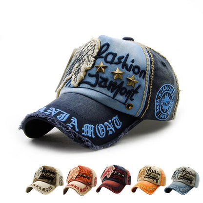 Vintage Washable Cowboy Baseball Cap Embroidery for Men Women