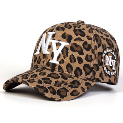 Unisex Letter Embroidery Leopard Print Baseball Caps Spring and Autumn