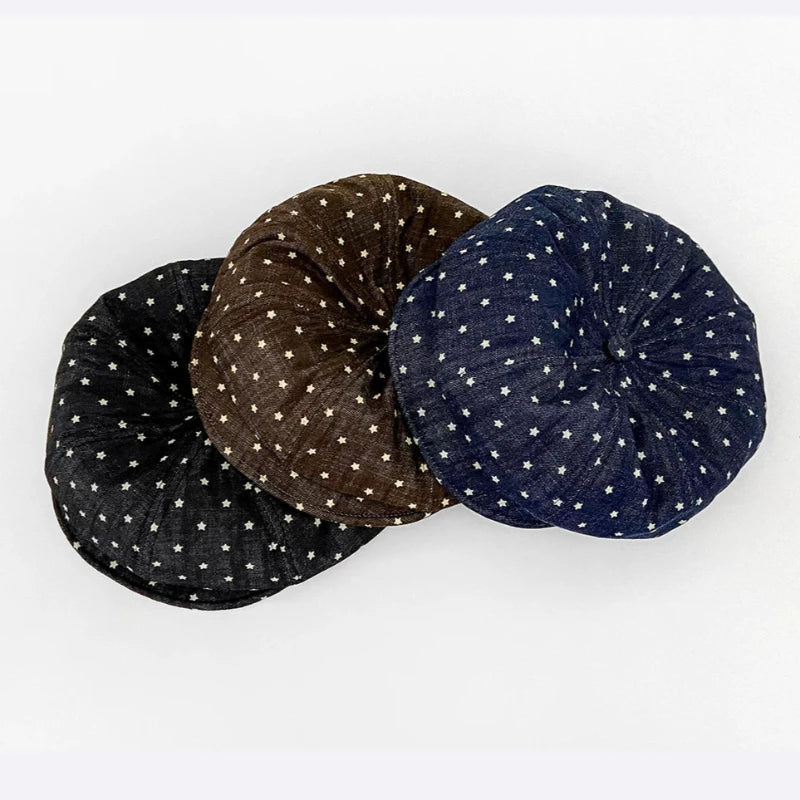 Korean Sweet Stars Printed Clouds Berets
