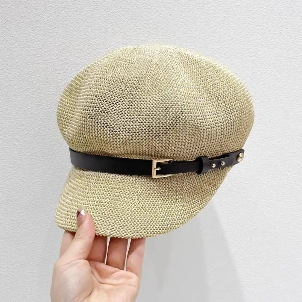 New Breathable Women's Beret Knitted Hollow Mesh Octagonal Hat