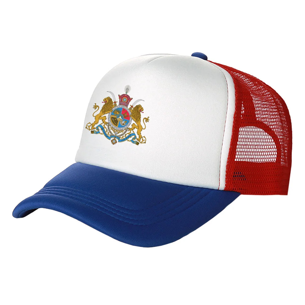 Men Iran Imperial Flag Hat Baseball Cap Cool Summer Unisex Mesh Net Caps