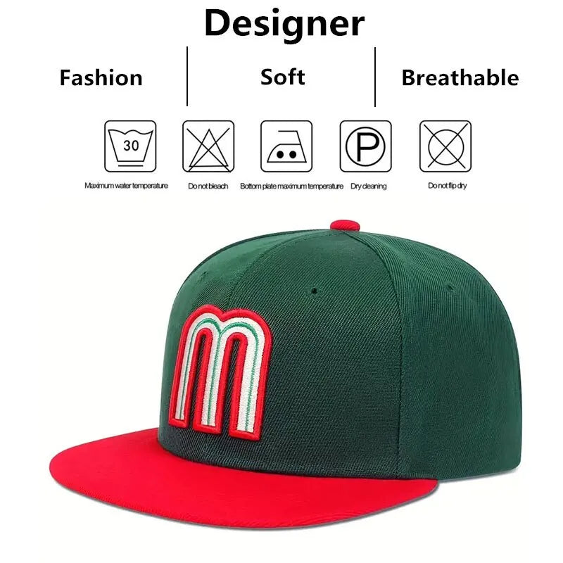Unisex M Letter Embroidery Hip-Hop Hats Outdoor Adjustable