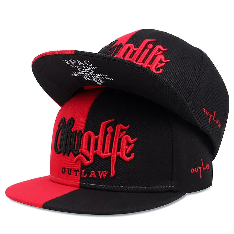 1 Pcs Fashion Fastball Cap Thug Life Embroidery Hip Hop Snapback Hat Adult