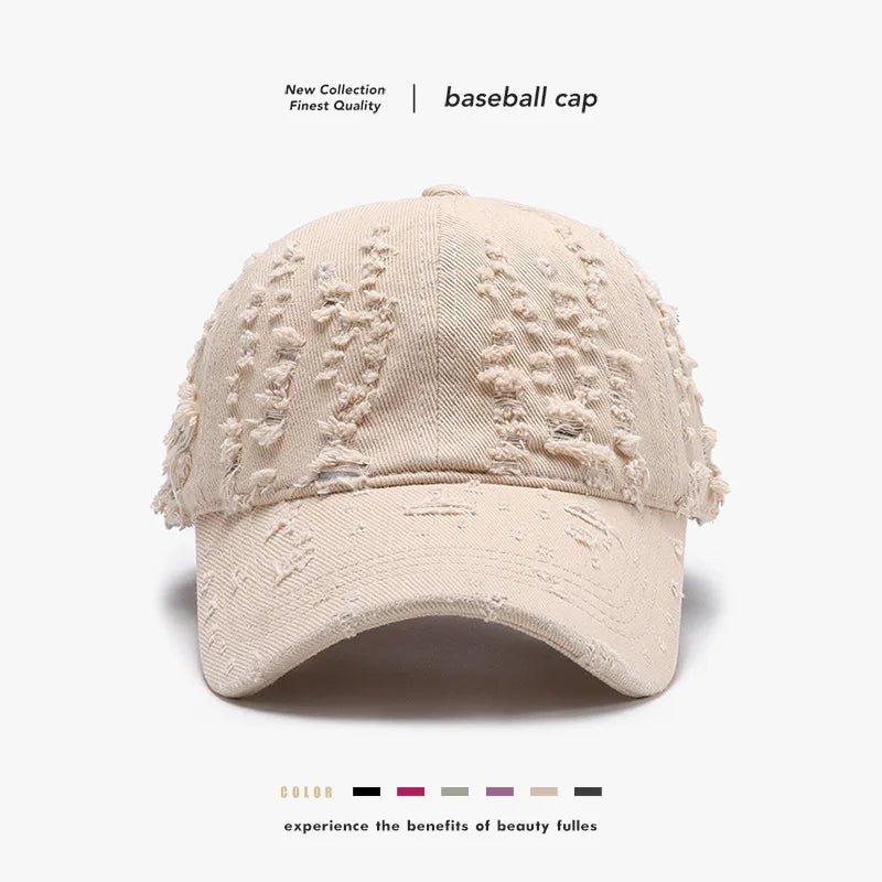 Spring Soft-Top Washed Distressed Curved Brim Baseball Cap
