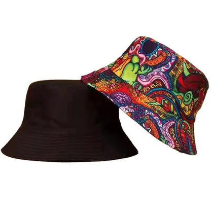 Street Graffiti Men's Bucket Hat Double-Sided Hip Hop Outdoor
