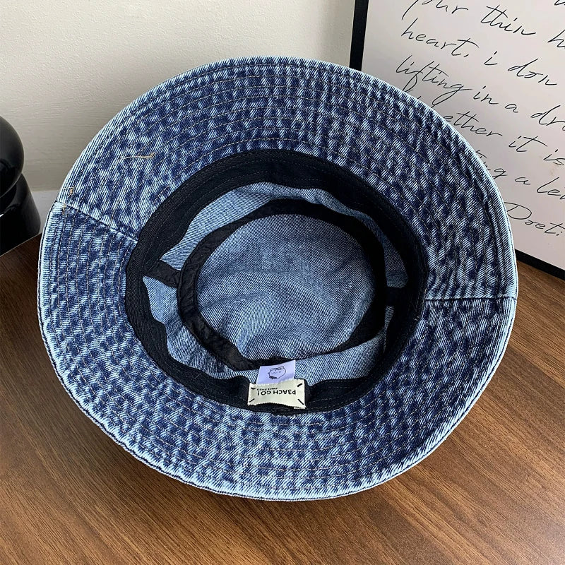 Niche Buckle Belt Design Denim Bucket Hats