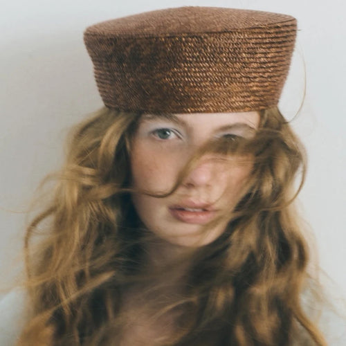 Brown Pillbox Hat Summer Straw Beret Sun Hats French